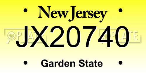 JX20740 New Jersey License Plate