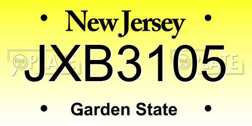JXB3105 New Jersey License Plate