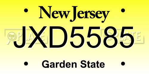 JXD5585 New Jersey License Plate