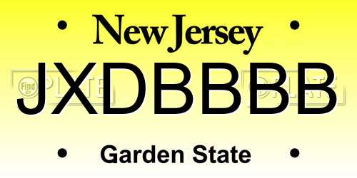 JXDBBBB New Jersey License Plate