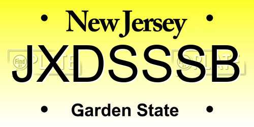 JXDSSSB New Jersey License Plate