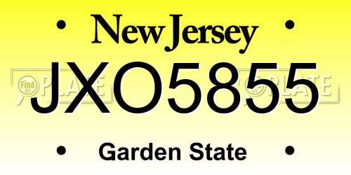 JXO5855 New Jersey License Plate