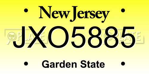 JXO5885 New Jersey License Plate