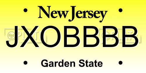 JXOBBBB New Jersey License Plate