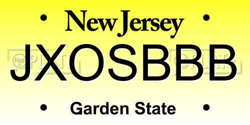 JXOSBBB New Jersey License Plate