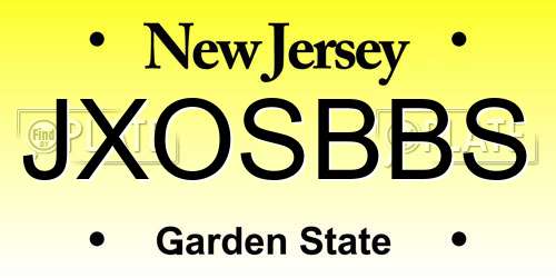JXOSBBS New Jersey License Plate