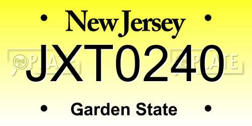 JXT0240 New Jersey License Plate