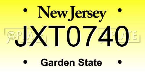 JXT0740 New Jersey License Plate