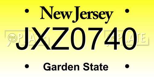 JXZ0740 New Jersey License Plate