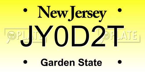 JY0D2T New Jersey License Plate