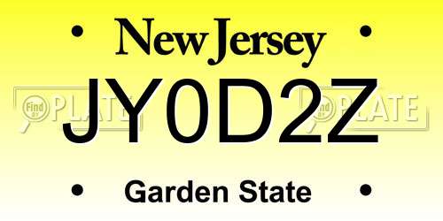 JY0D2Z New Jersey License Plate
