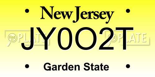 JY0O2T New Jersey License Plate