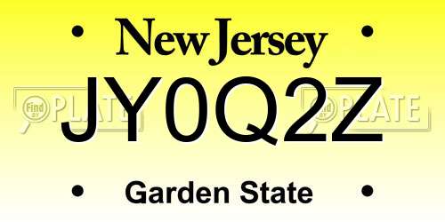 JY0Q2Z New Jersey License Plate