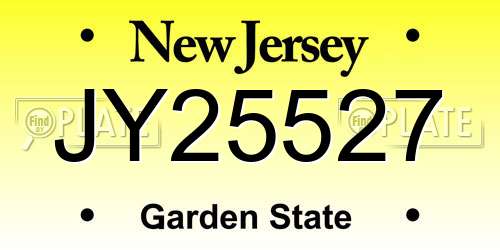 JY25527 New Jersey License Plate