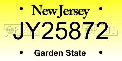 JY25872 New Jersey License Plate
