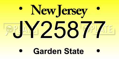 JY25877 New Jersey License Plate
