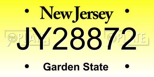 JY28872 New Jersey License Plate