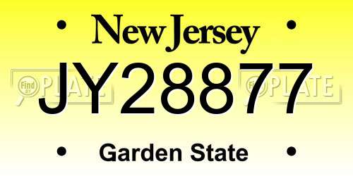 JY28877 New Jersey License Plate