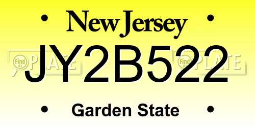 JY2B522 New Jersey License Plate