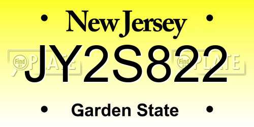 JY2S822 New Jersey License Plate