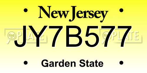 JY7B577 New Jersey License Plate