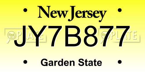 JY7B877 New Jersey License Plate