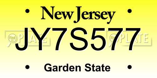 JY7S577 New Jersey License Plate