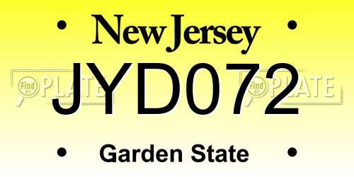 JYD072 New Jersey License Plate