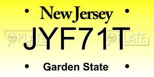 JYF71T New Jersey License Plate