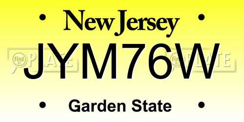 JYM76W New Jersey License Plate