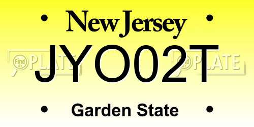 JYO02T New Jersey License Plate