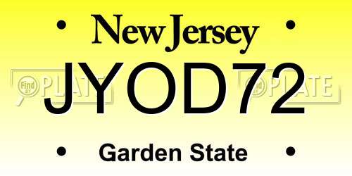 JYOD72 New Jersey License Plate