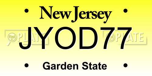 JYOD77 New Jersey License Plate
