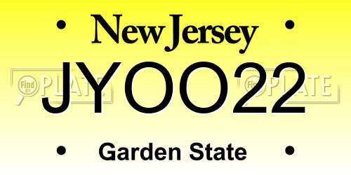 JYOO22 New Jersey License Plate