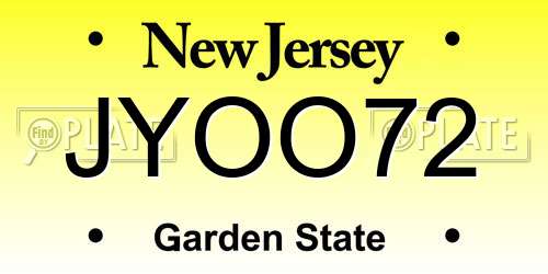 JYOO72 New Jersey License Plate