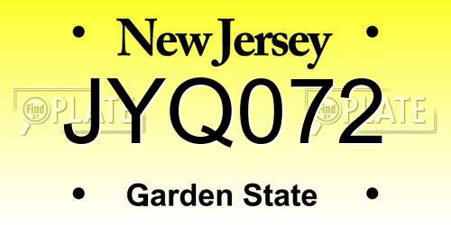 JYQ072 New Jersey License Plate