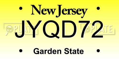 JYQD72 New Jersey License Plate