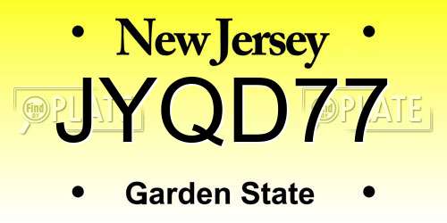 JYQD77 New Jersey License Plate