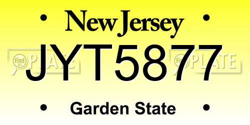 JYT5877 New Jersey License Plate