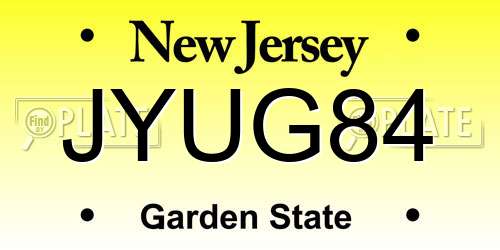 JYUG84 New Jersey License Plate