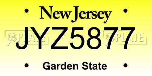 JYZ5877 New Jersey License Plate