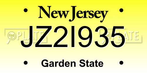 JZ2I935 New Jersey License Plate