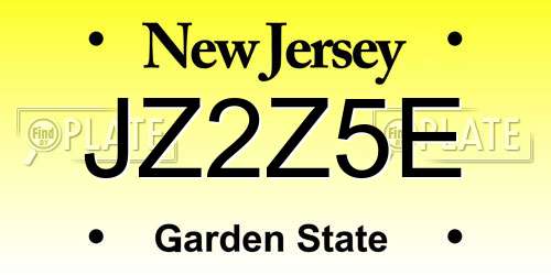 JZ2Z5E New Jersey License Plate
