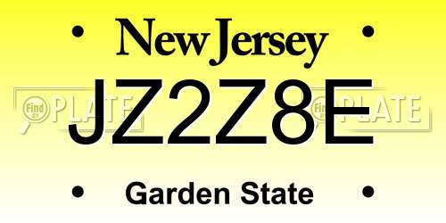JZ2Z8E New Jersey License Plate