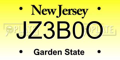 JZ3B0O New Jersey License Plate