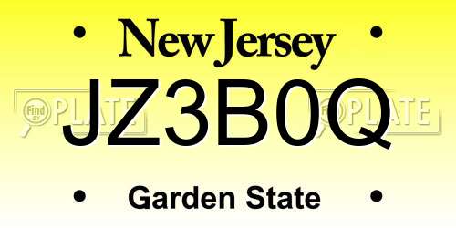 JZ3B0Q New Jersey License Plate
