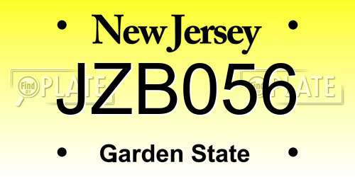 JZB056 New Jersey License Plate