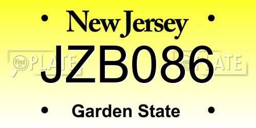 JZB086 New Jersey License Plate