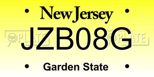 JZB08G New Jersey License Plate