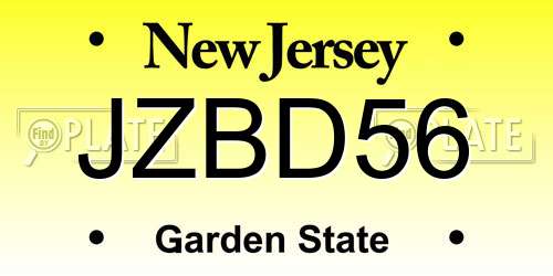 JZBD56 New Jersey License Plate